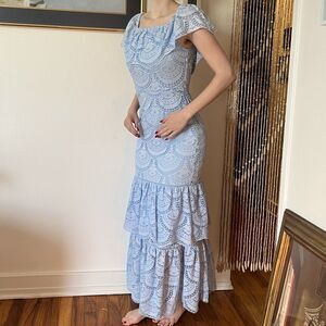 Gianni Bini Light Blue Lace Mermaid Formal Dress Size M Romantic
